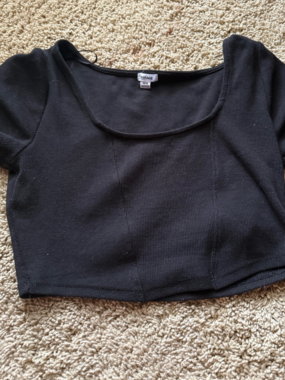 Garage Black Scoop Neck Cropped Top